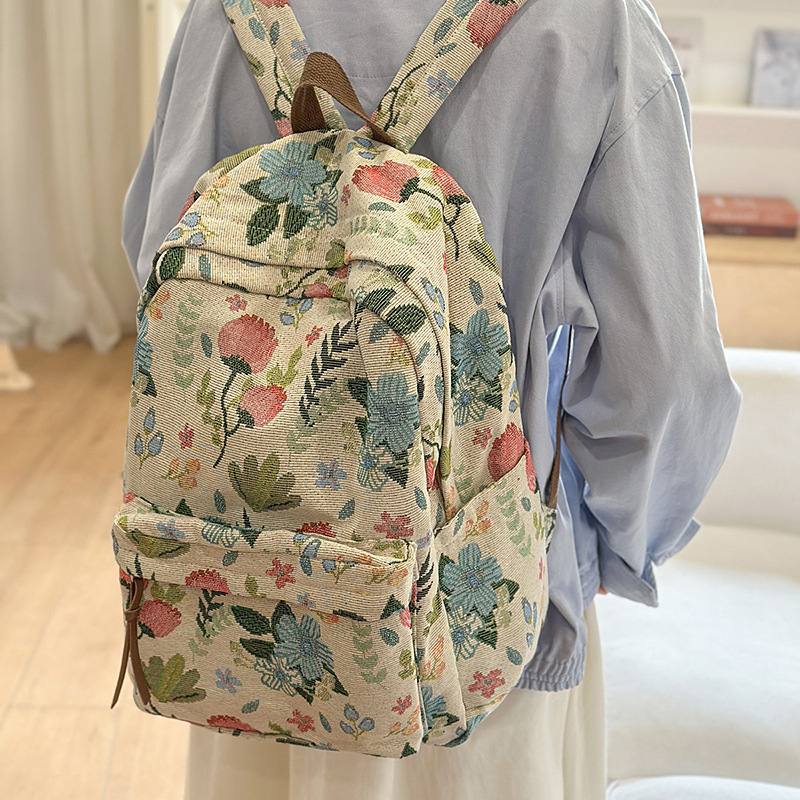 Small Fresh Floral Student Schoolbag 2025 New Fashion Flower Backpack Lightweight Casual Outing Sports Backpack