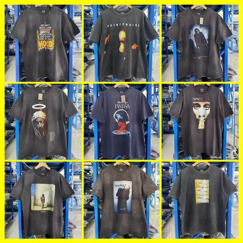 high quality SAINT MICHAEL ICON Wash Water Old Short Sleeve Trendy Retro Printed Couple's T-Shirt for Men and Women high quality SAINT MICHAEL ICON Wash Water Old Short Sleeve Trendy Retro Printed Couple's T-Shirt for Men and Women