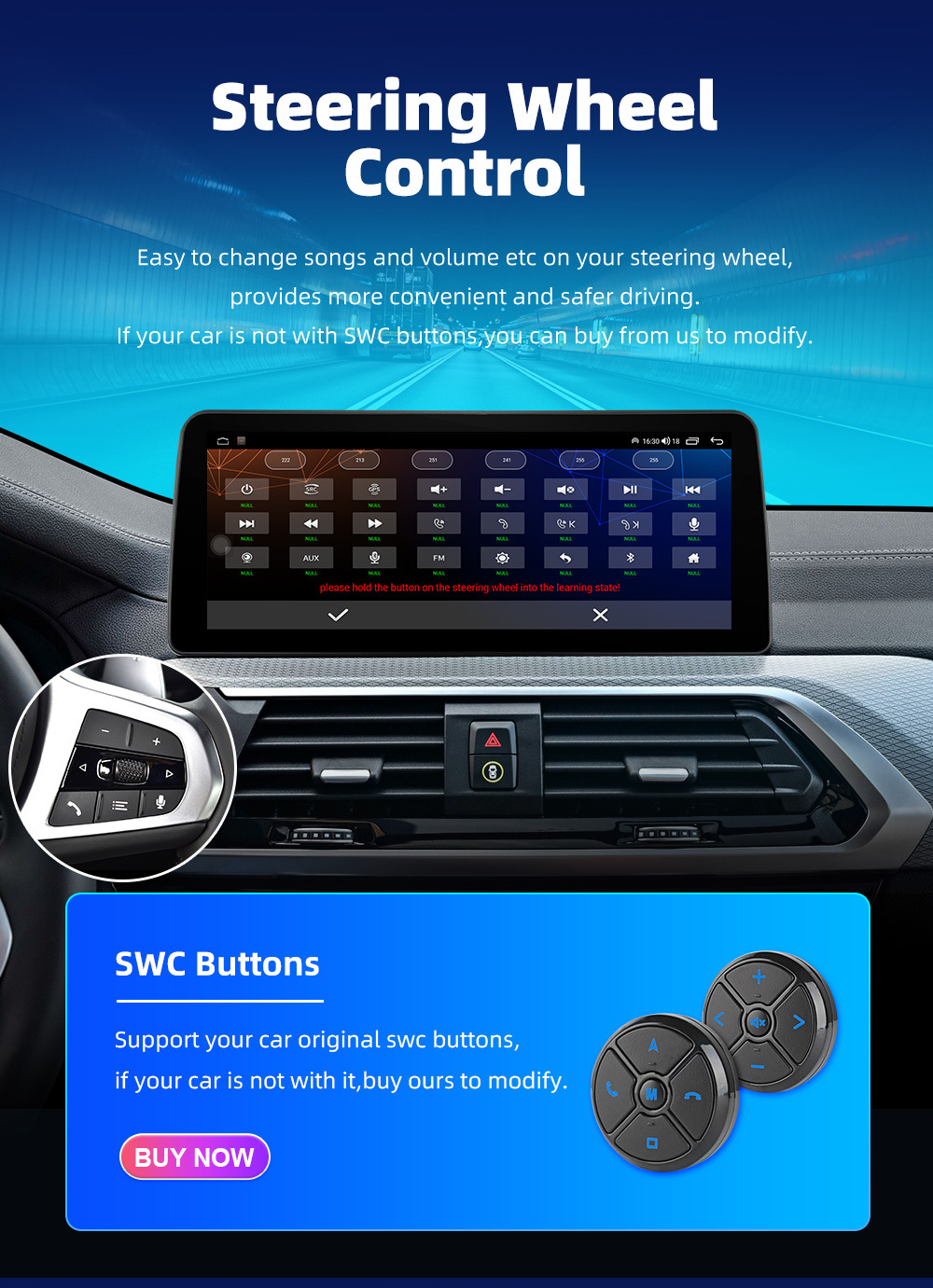 12.3inch Large-Screen Android Smart All-In-One Navigation Unit T133/8581/7862 with Optional 360 Panoramic View, C
