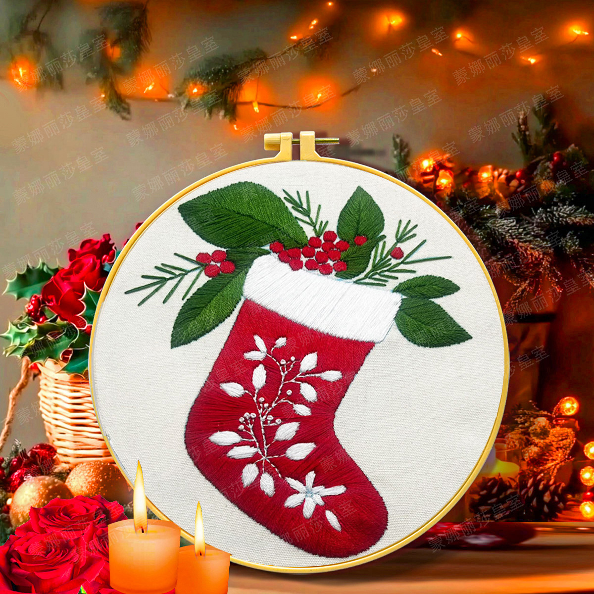 2025 Navidad transfronteriza nueva colección de bordado de Navidad bordado de Navidad