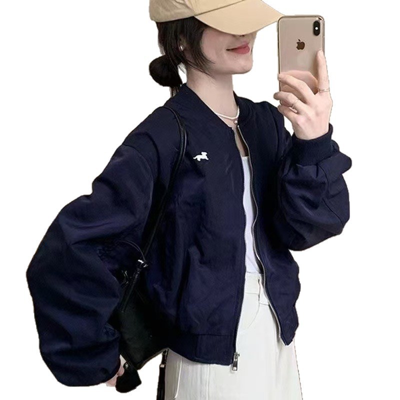 时尚宽松慵懒风春季棒球服新款百搭薄款上衣常规款外套长袖女|undefined