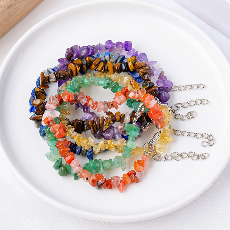 Transfronteriza Amazon natural cristal grava pulsera irregular ágata grava pulsera cristal piedra joyería al por mayor