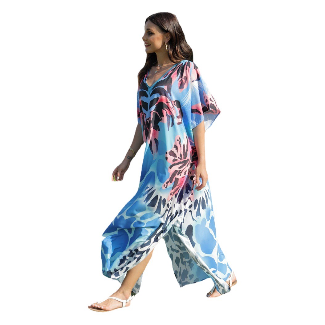 5D86 playa blusa posicionamiento impresión traje playa vacaciones falda bikini protector solar traje de baño transfronterizo Amazon