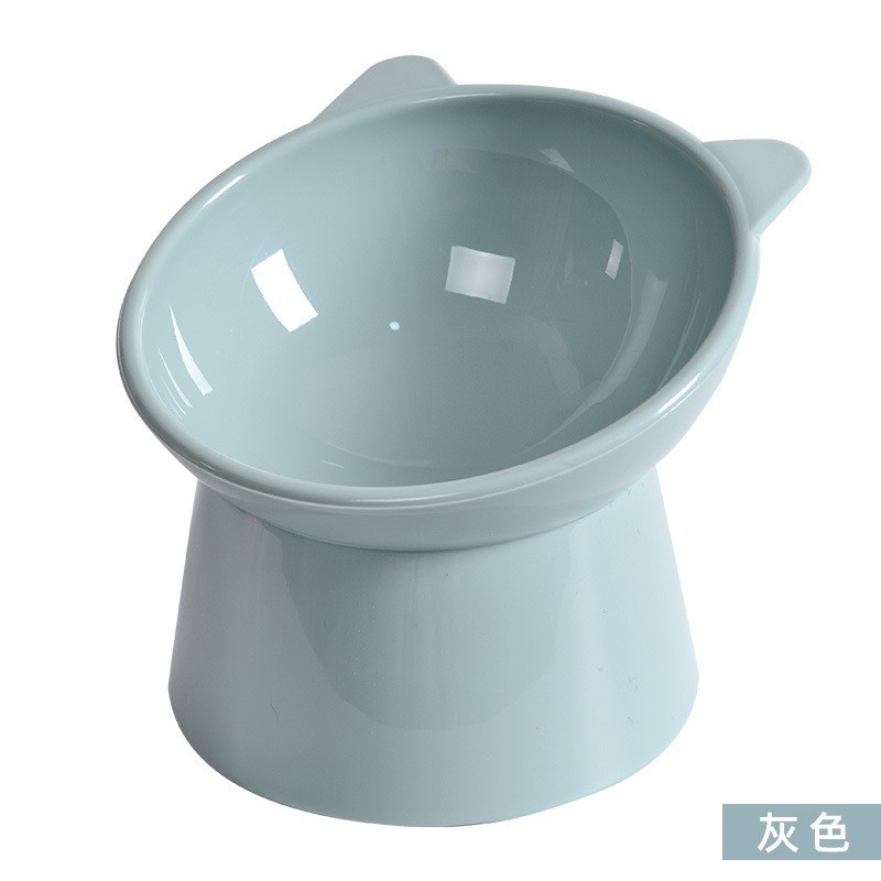 Cat Bowl boca oblicua de pie alto 15 ° protección del cuello gato tazón de arroz tazón de comida para perros antidetonantes tazón de comida para gatos tazón para beber tazón de doble oreja