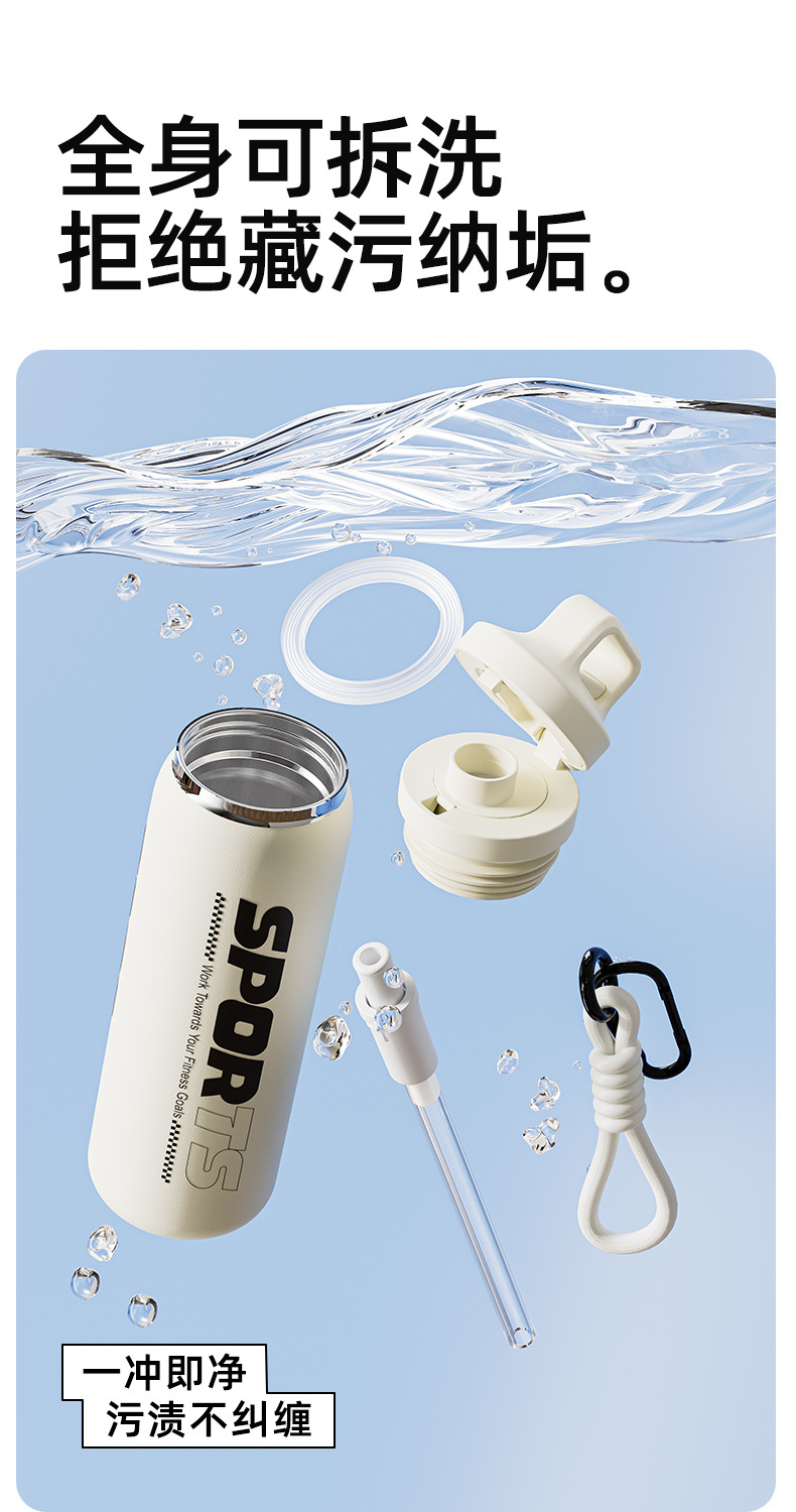 Neue Edelstahl-Isolierflasche mit One-Touch-Deckel, Outdoor-Trinkflasche, Fahrrad-Sportflasche, Schüler-Strohhalm-Becher