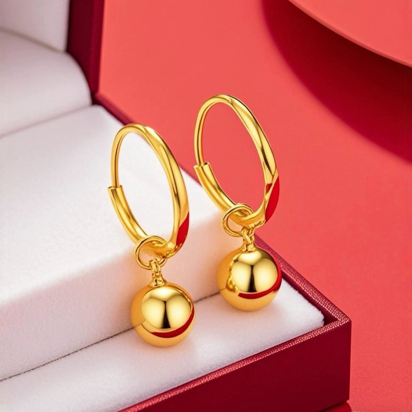 Vietnamese Sand Gold Transfer Bead Earrings Gold-Plated Elegant Fashion Ladies Transfer Pearl Earrings Jewelry Accessories