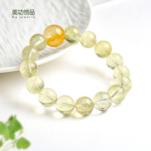 天然水晶黄水晶黄胶花招财手串转运简约通勤大颗粒圆珠手链批发