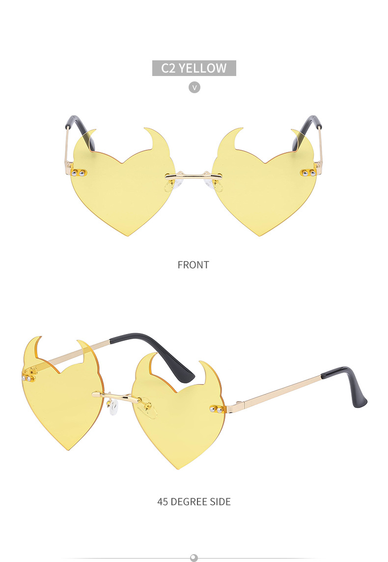 Women's Fashion Heart Shape Pc Special-shaped Mirror Metal Frameless Sunglasses display picture 17