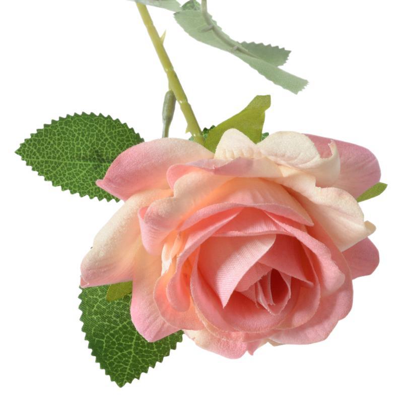 Simulación de un solo ramo de rosas de terciopelo bordado rosas rosas de San Valentín rojas cascadas rosas de corn rosa flores de boda
