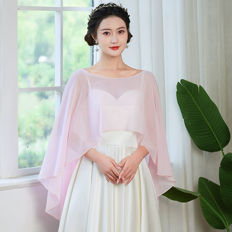 Chiffon Bridal Cloak Cape, Женский миди-пальто в стиле тренч, плюс-сайз, легкий