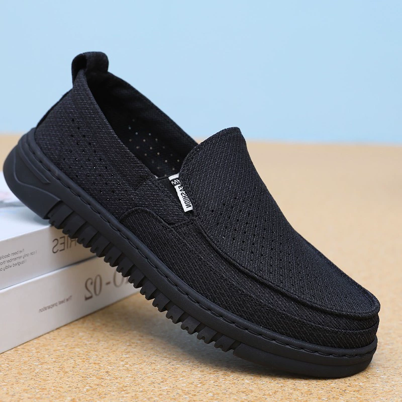 Летние старые пекинские тканевые туфли, мужские сетчатые туфли, дышащая повседневная обувь без шнуровки, легкие и удобные туфли для папы