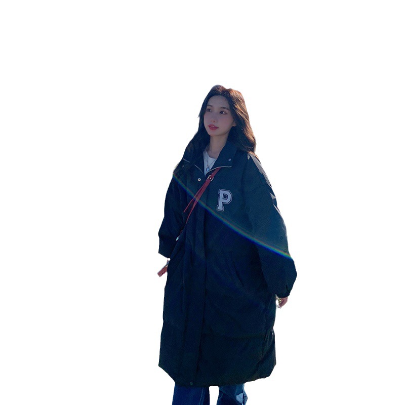 Chaqueta de plumón para mujeres 2023 medio largo estilo P simple estilo coreano suelto de oversize pareja sobre la rodilla academia image 5