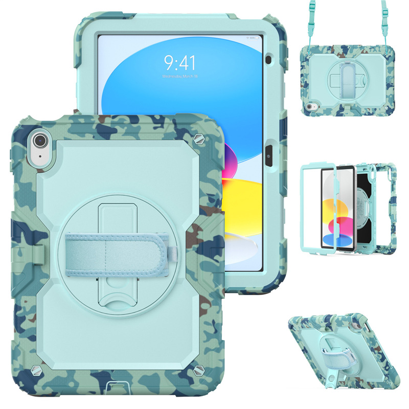 Aplicable para transfronterizos iPad11 Apple camuflado caso de placa protectora 10 o conjunto A16 anti-caída 10.2 pulgadas silicio