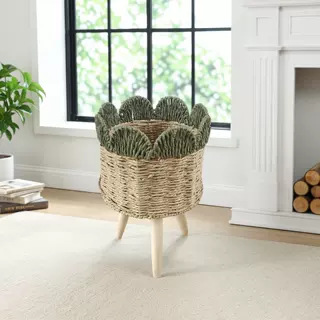 Cesta de Flores Decorativa Tejida a Mano de Cuerda de Papel para Sala de Estar y Oficina image 55