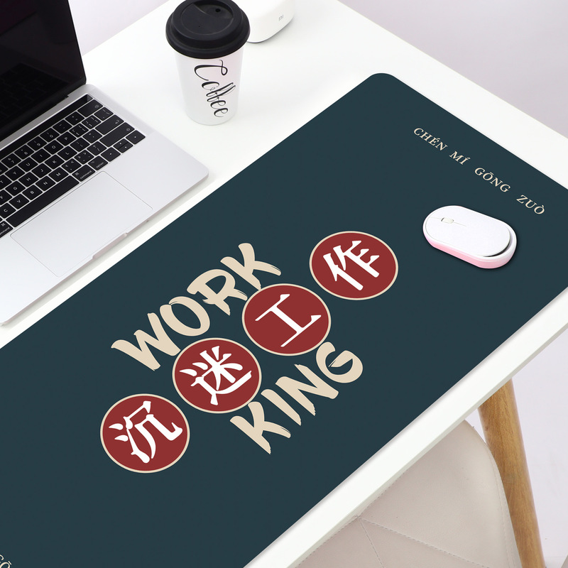 Waterproof Inspirational Text Addicted to Work and Study Mouse Pad Oversized Simple Thickened Soft Pad Office Keyboard Desk Mat