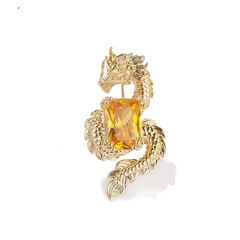 New Chinese-style Dragon Year Twelve Zodiac Copper Brooch with Micro-set Zirconia Flower Pin, High-end Suit Personalized Brooch