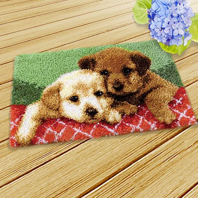 Mat Woolen Embroidery Cushion Floor Mat | Avtomobil döşəmə paspasları - zd180-dog-50cm-white-net-cross