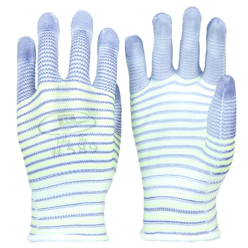 Ruifu delgado pu recubierto de goma # 589 zebra antideslizante desgaste sin polvo antiestático guantes de protección laboral para hombres y mujeres