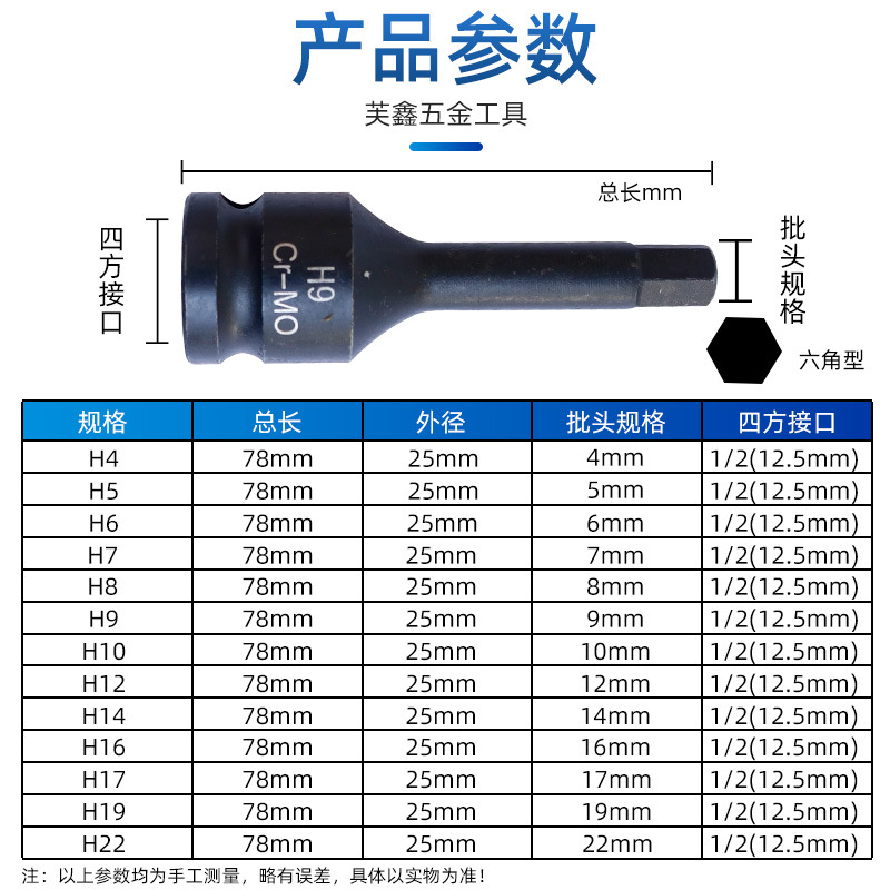 Pistola de aire hexagonal socket 1/2 mosca grande manga neumática cabeza del lote llave eléctrica destornillador especial manga traje presión lote