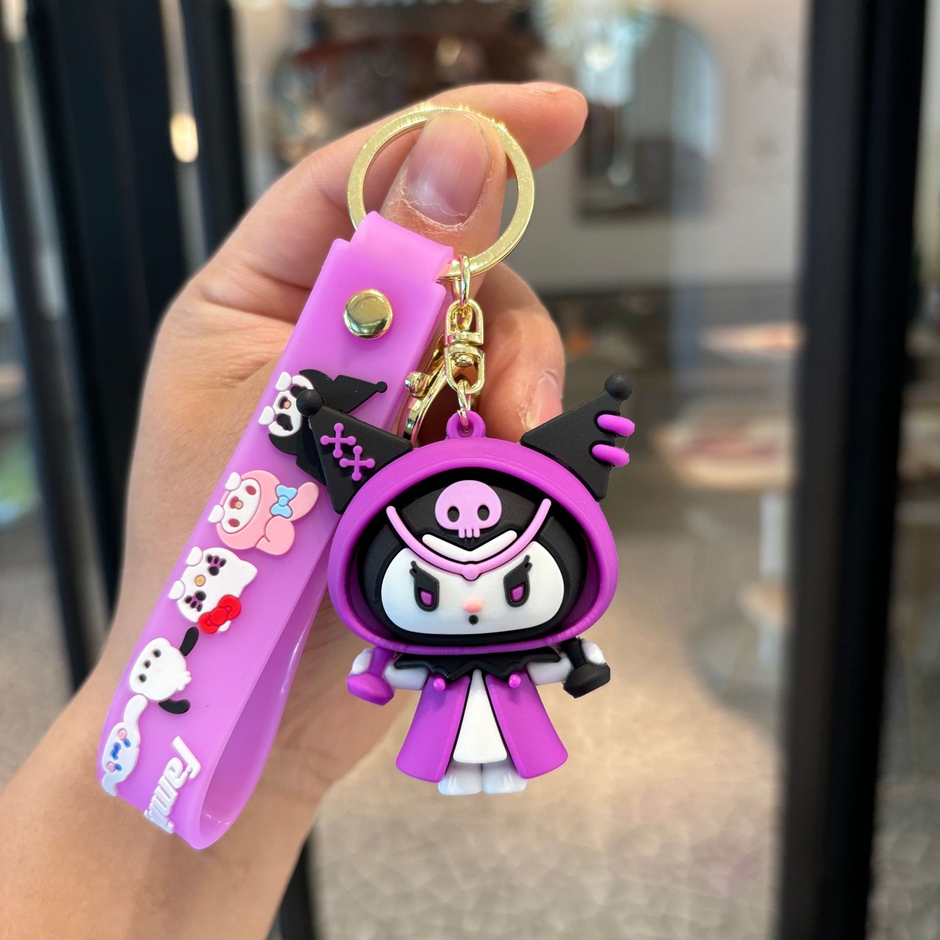 Cartoon Kulomi llavero Sanrio colgante de muñeca mochila de coche colgante máquina para agarrar bebé pequeño regalo al por mayor