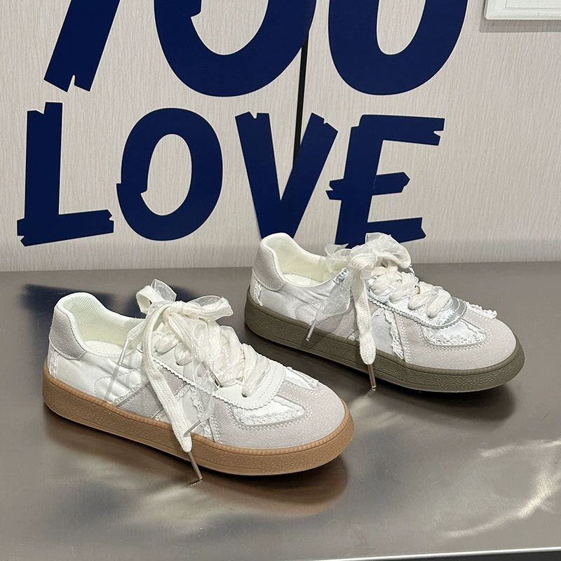 Кроссовки Dexun 6504, весна 2026, дышащие, низкие, на плоской подошве, серые с серебристым, повседневные, на шнуровке, универсальные, модные