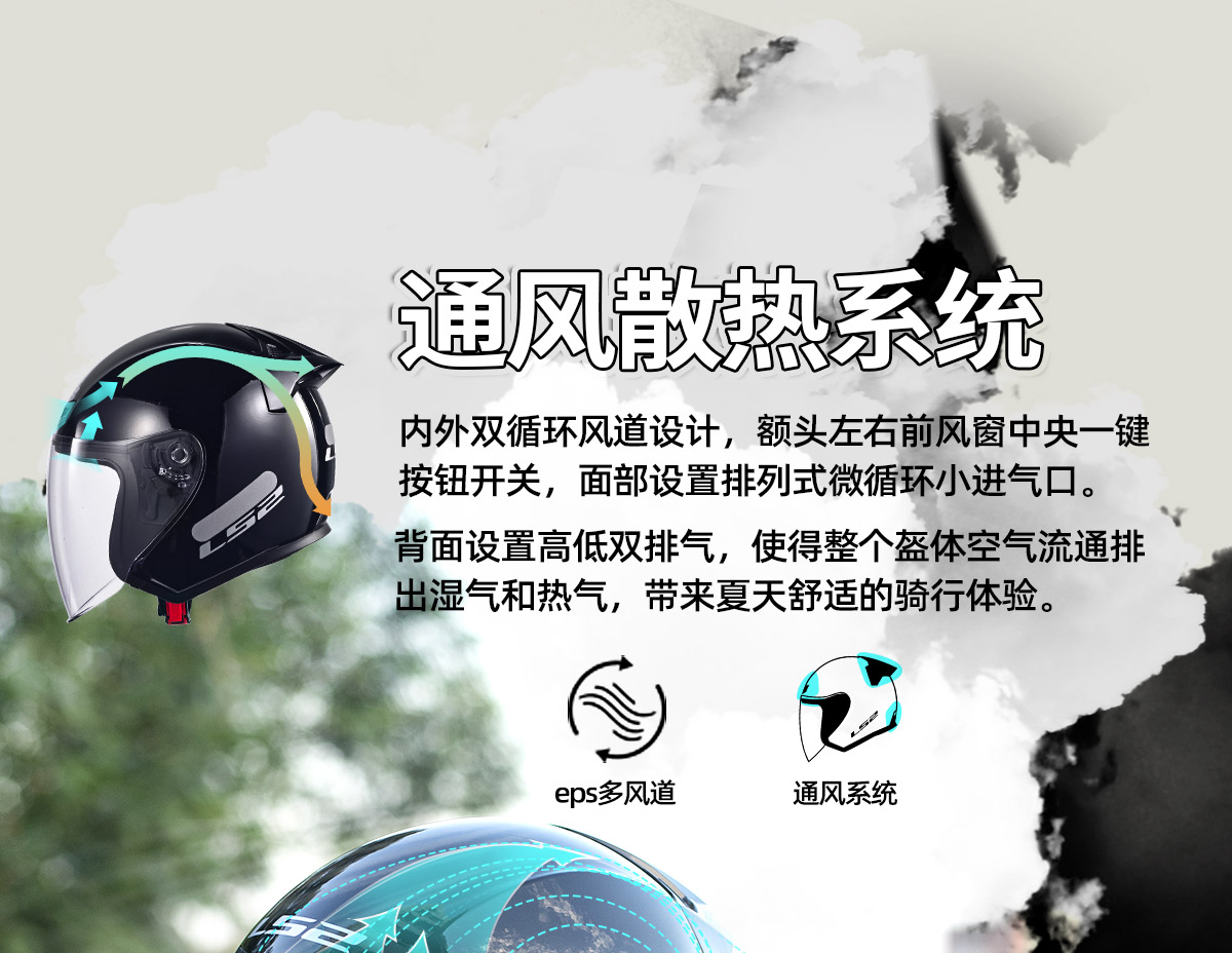 LS2 Summer Motorcycle Half Helmet Large Size