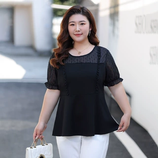 大码雪纺衫短袖上衣女收腰遮肚2026新款夏季别致显瘦妈妈裙摆小衫