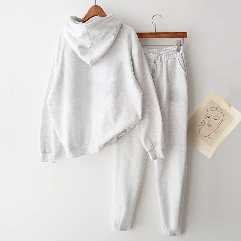Women's Clothing Loose running student casual two piece sports suit for women autumn and winter cotton sweatshirt large size_voghion.com