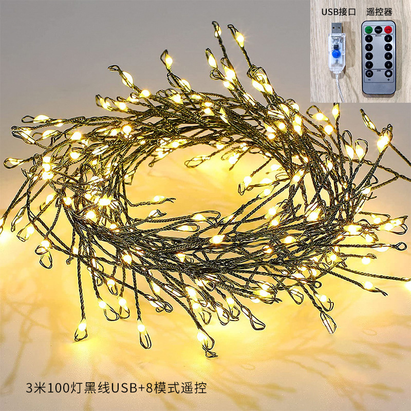 Nueva luz de cañón de látigo LED de Navidad, luz de cadena de alambre de cobre, luces de decoración de patio de vacaciones interiores y exteriores, luces de Navidad al por mayor