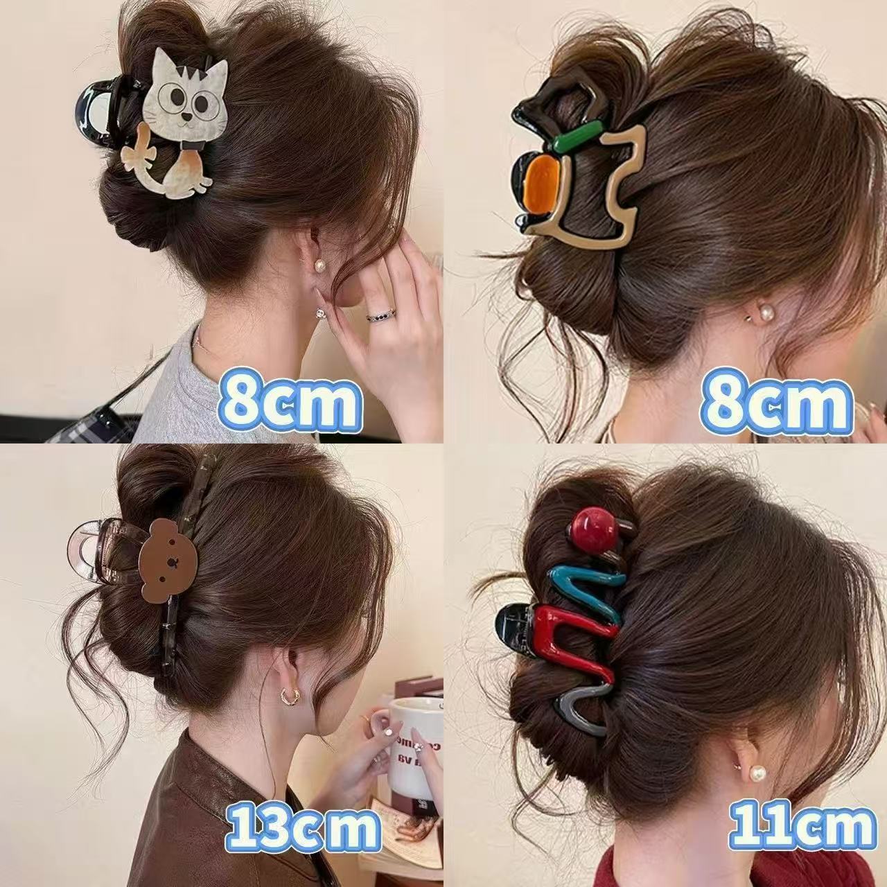Cross-border Amazon best-selling color-blocked drip glaze butterfly hair clip, polka dot puppy claw clip, updo hair clip, shark clip, hair accessory.