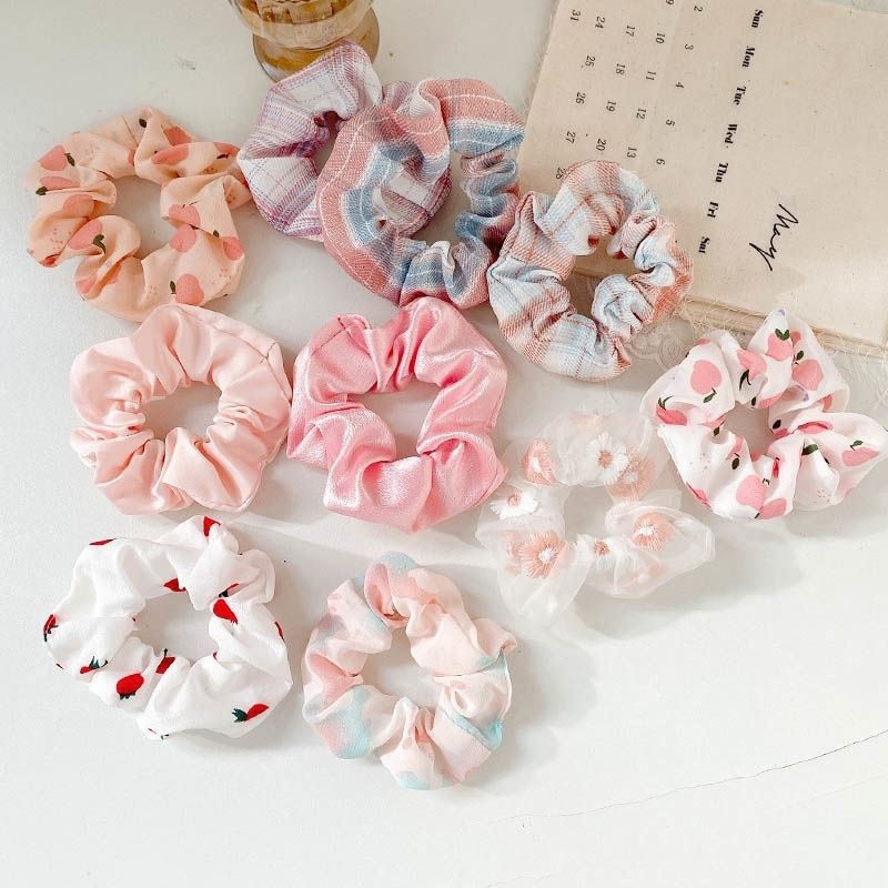 3 / 5 / Pcs Silk Scrunchies Print Scrunchie Set Elastic Collar Hair Ring