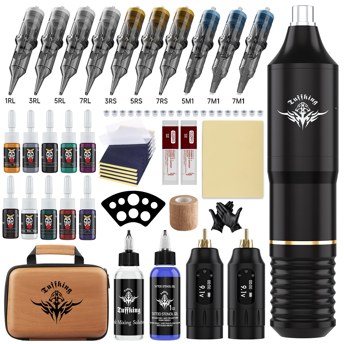 Tuffking Dual Battery Tattoo Set: Penetration Wireless Tattoo Pen, Outlining, Shading Tools, High Battery Life