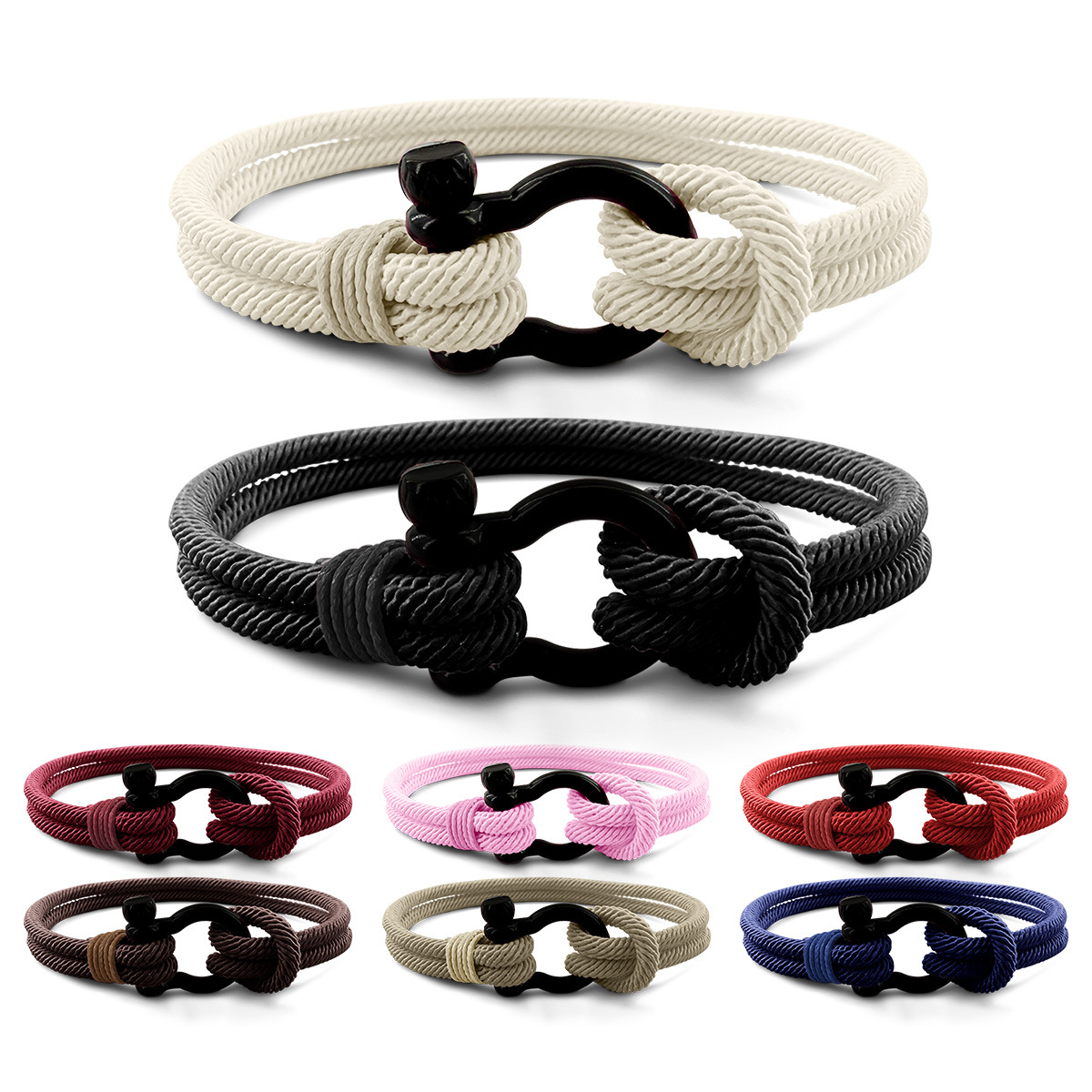European and American Cross-border Horseshoe Buckle Woven Bracelet Personalized Bracelet for Men and Women Couple Gift Simple Retro Fashion Hand Rope