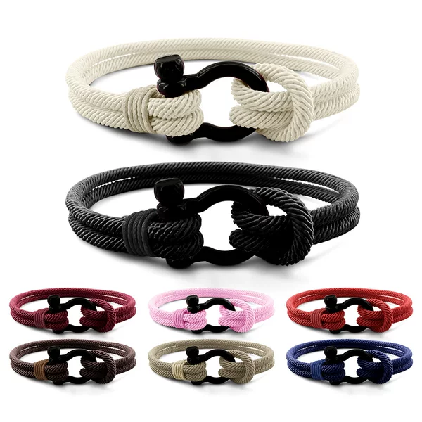 European and American Cross-border Horseshoe Buckle Woven Bracelet Personalized Bracelet for Men and Women Couple Gift Simple Retro Fashion Hand Rope