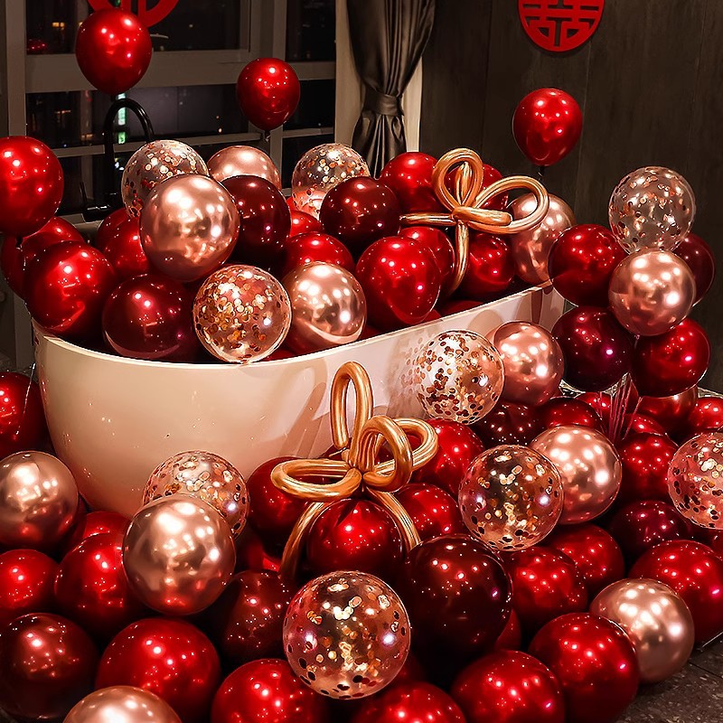 Decoración de la casa de boda globo de boda doble capa gruesa granada rubí globo rojo compromiso suministros de boda