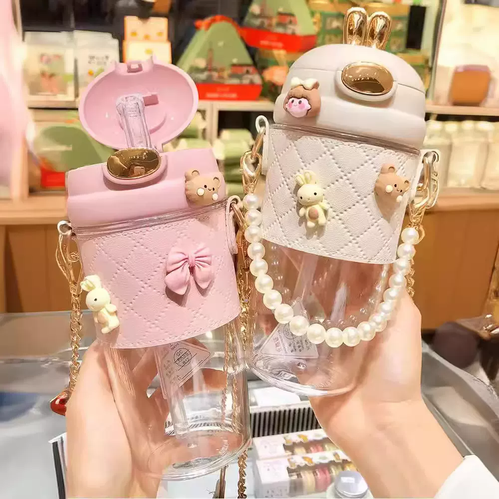 塑料杯子ins风高级感精致女生水杯大人孕妇高颜值便携带吸管杯