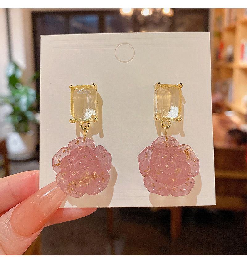 Fashion Flower Resin Zircon Earrings 1 Pair display picture 1