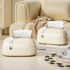 Creamy Style Paper Towel Box for Living Room, High-End Minimalist Luxury, Advanced Feel, Pull-out Napkin Storage, Household Creative Spring Napkin Box