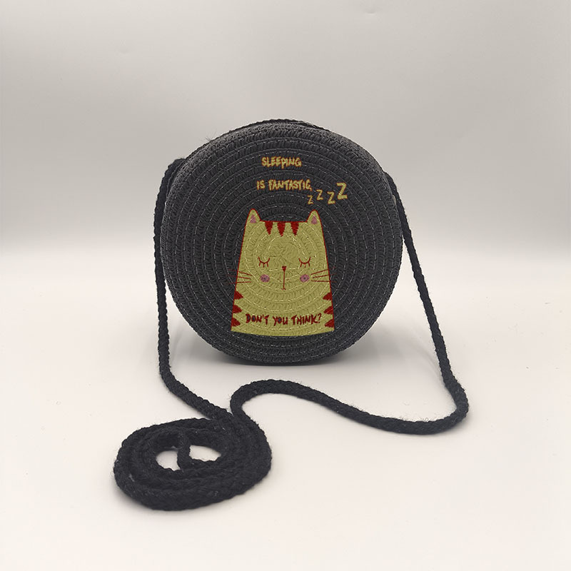 Bolso de teléfono móvil de mensajero tejido a mano negro transpirable lindo estampado elefante patrón HD monedero pequeño