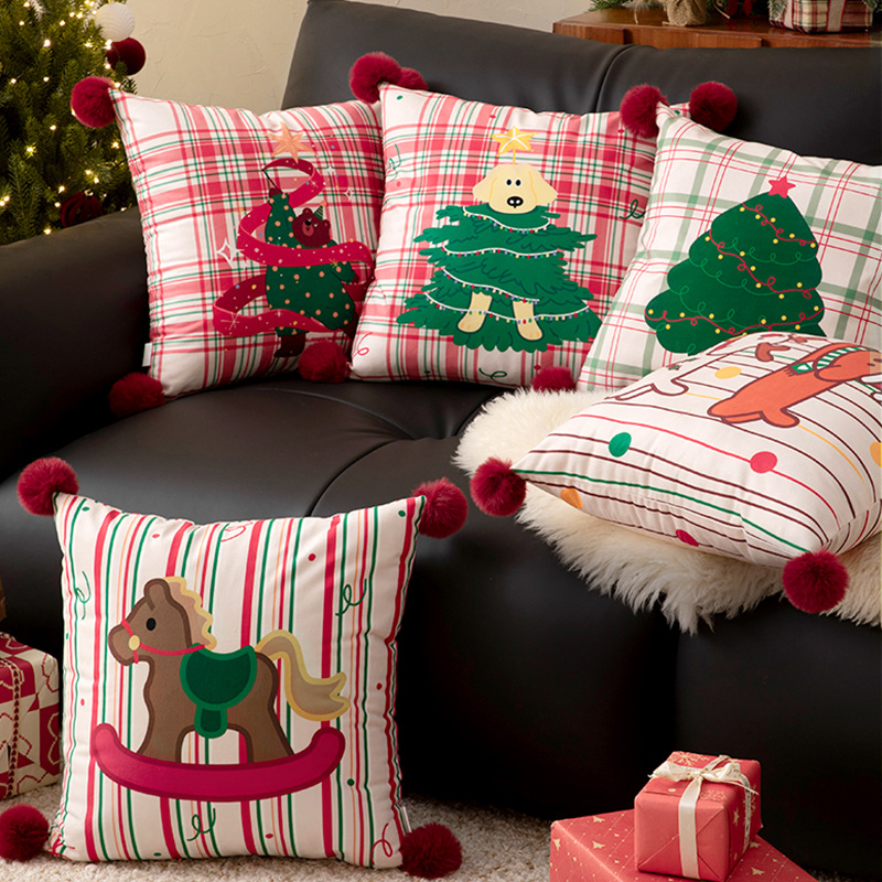 Christmas Atmosphere Decorative Sofa Pillow for Living Room, Cute Cushion for Bed Headboard, Holiday Arrangement Square Lumbar Support Pillow