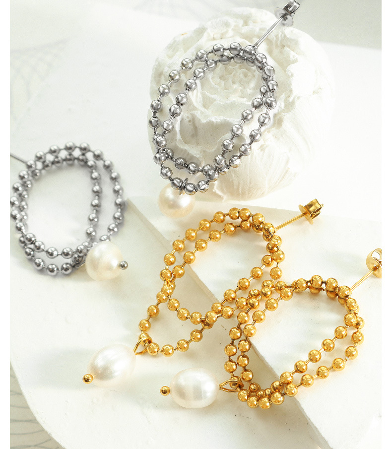 Retro Geometric Titanium Steel Plating Drop Earrings 1 Pair