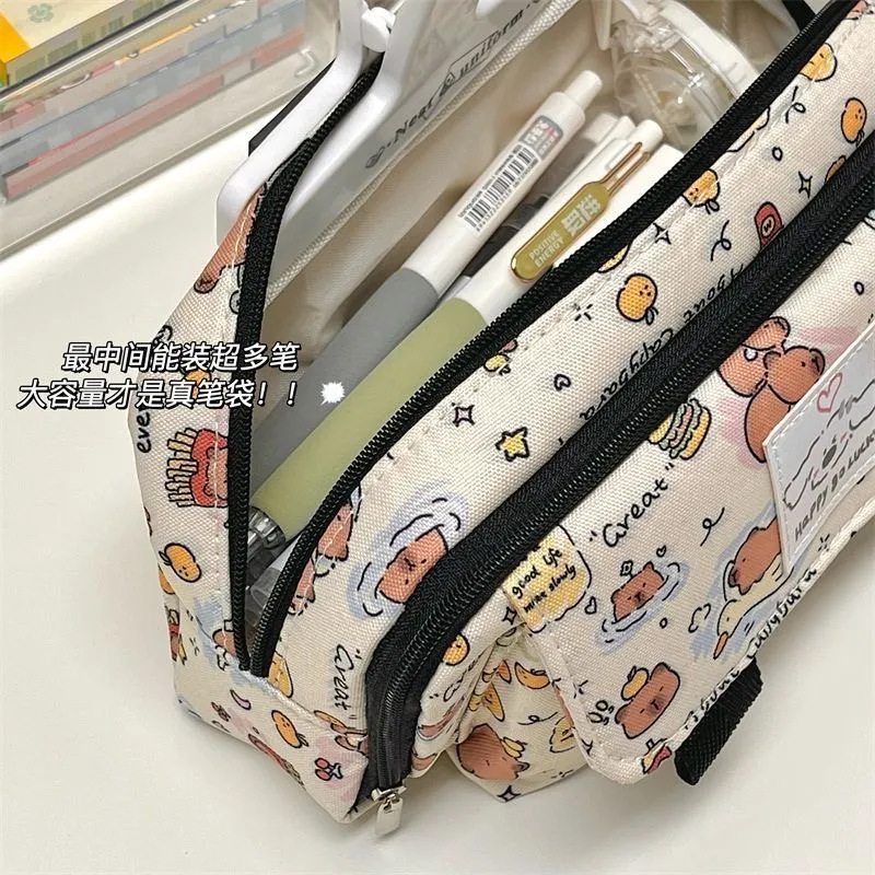 Pequeño Libro Rojo popular kappabala lápiz caso estudiante lindo de alta apariencia de gran capacidad multi-capa durable Flip papelería bolsa