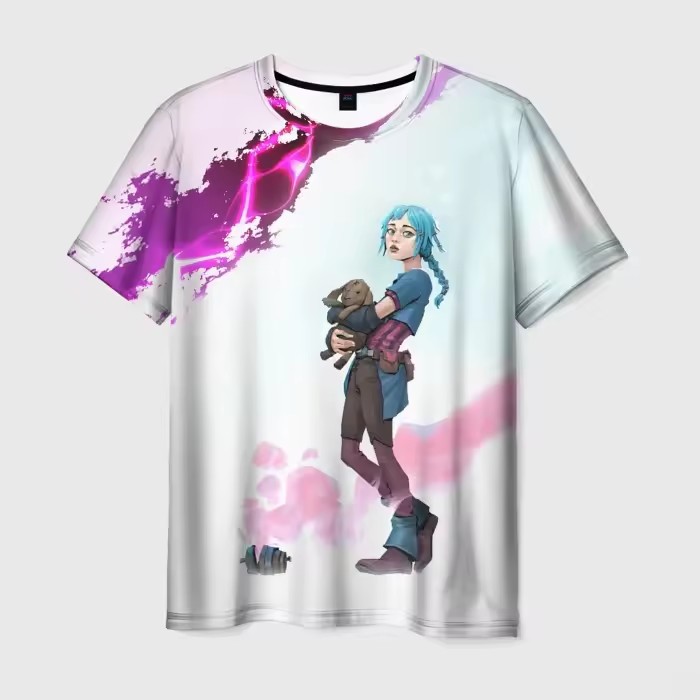 LOL Runaway Lolita Jinx Colorful Graffiti Impresión 3D Camiseta suelta y transpirable de manga corta con cuello redondo Spot