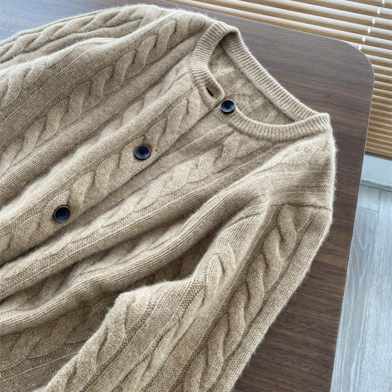 Heavy Weightweight Woolen Sweater Women's Round Neck Thickeneded Versatile Sweater Korean Style Twist Loose Cashmere Knitted Top Outwear Cardigan Heavy Weightweight Woolen Sweater Women's Round Neck Thickeneded Versatile Sweater Korean Style Twist Loose Cashmere Knitted Top Outwear Cardigan