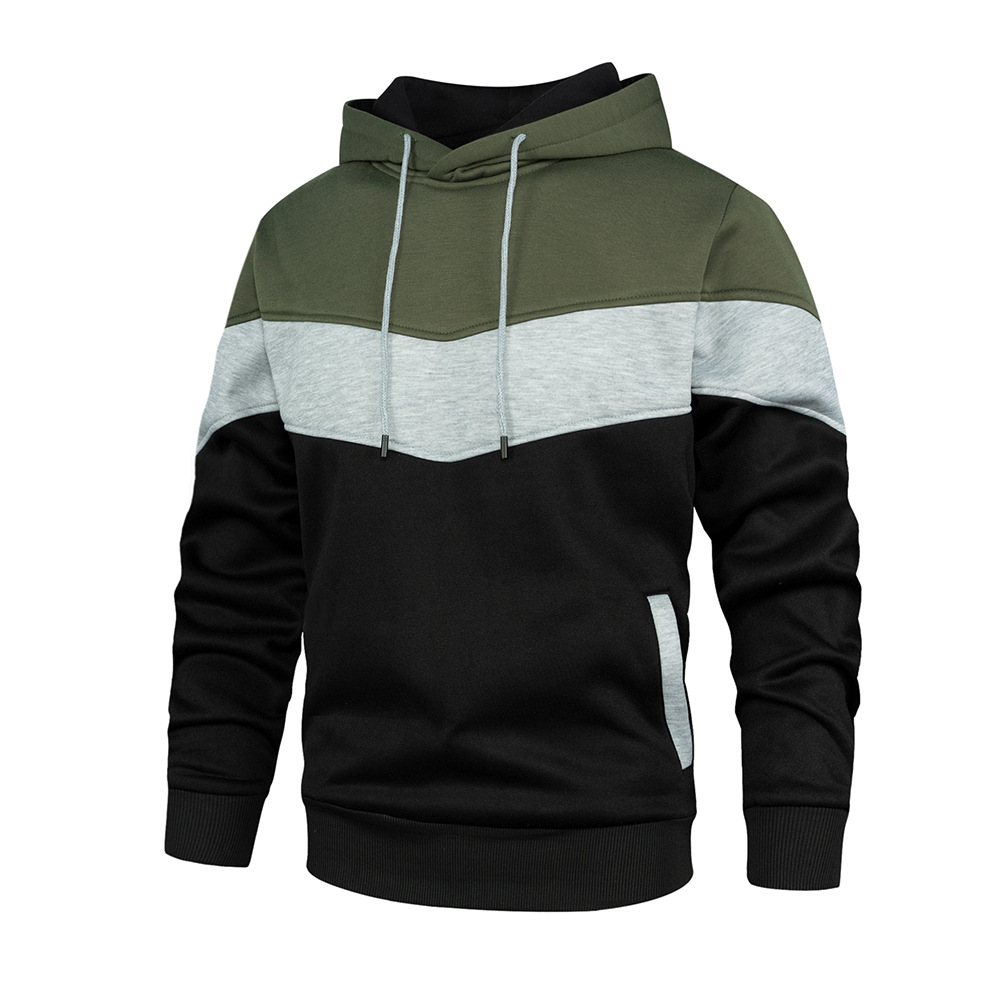 Men's Clothing Sweatshirt autumn and winter color matching sweatshirt retro trend loose large size pullover_voghion.com