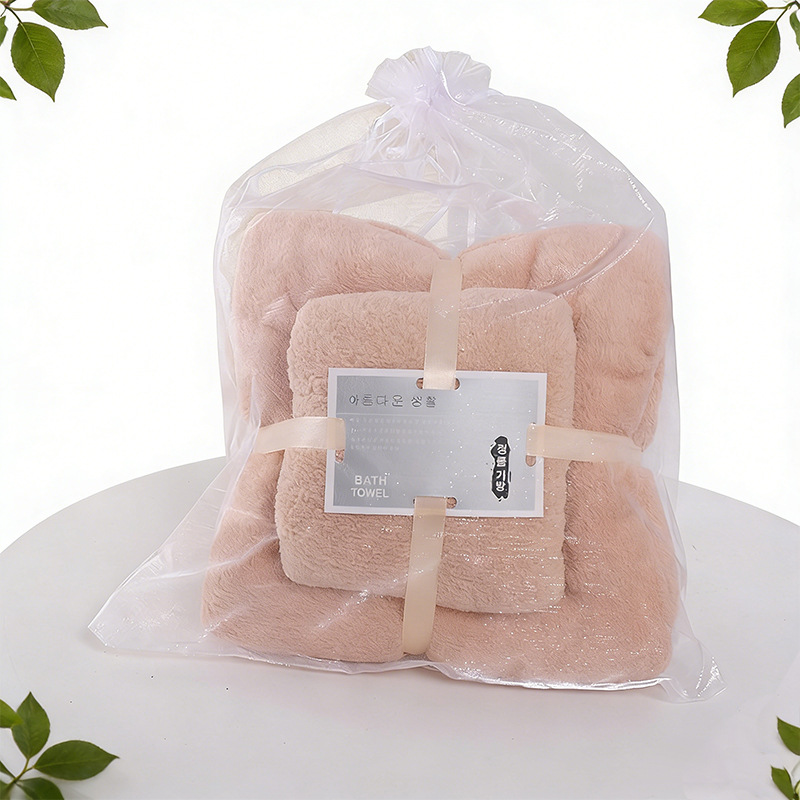Transfronterizo TEMU etiquetado toalla de coral de alta densidad absorción de agua toalla de baño set toalla de regalo toalla de coral en stock