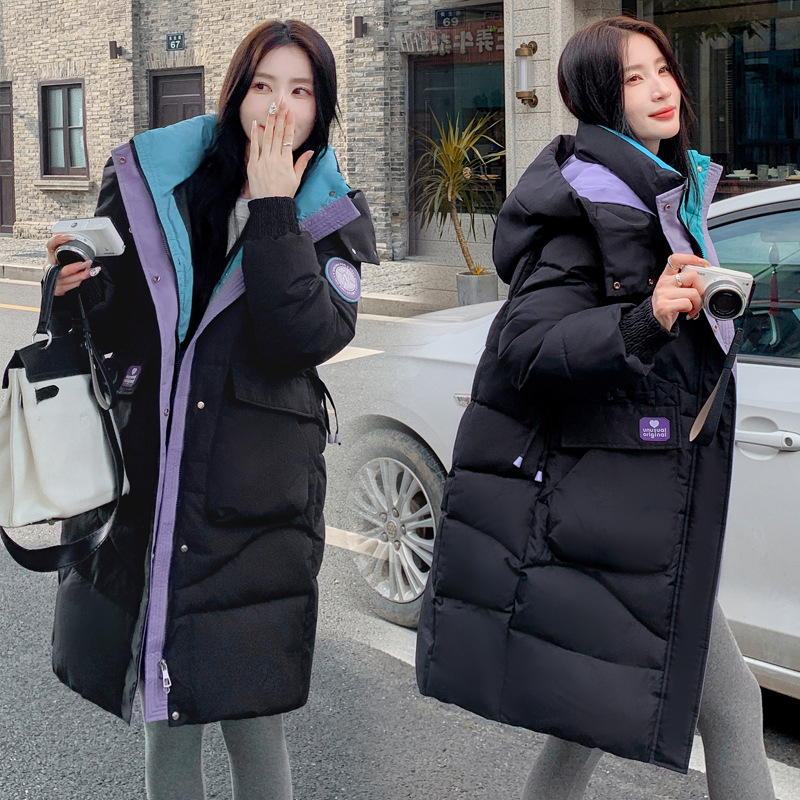Gran chaqueta de algodón de plumón para mujeres largas y gruesas sueltas 2023 nuevo chaqueta de invierno con capuzas coreana de algodón delgado abrigo image 4