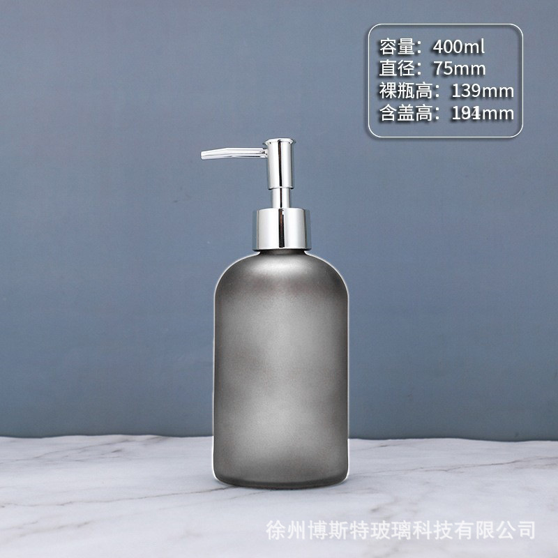 400ml; botella de arena cubierta + bomba de presión de cabeza de plata ABS; vidrio