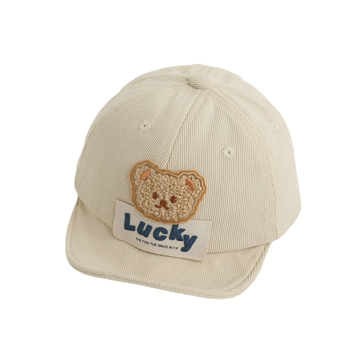 Bebé enarboló el otoño y el invierno bebé suave gorra de béisbol lindo oso de dibujos animados niños y niñas sombrero de pana