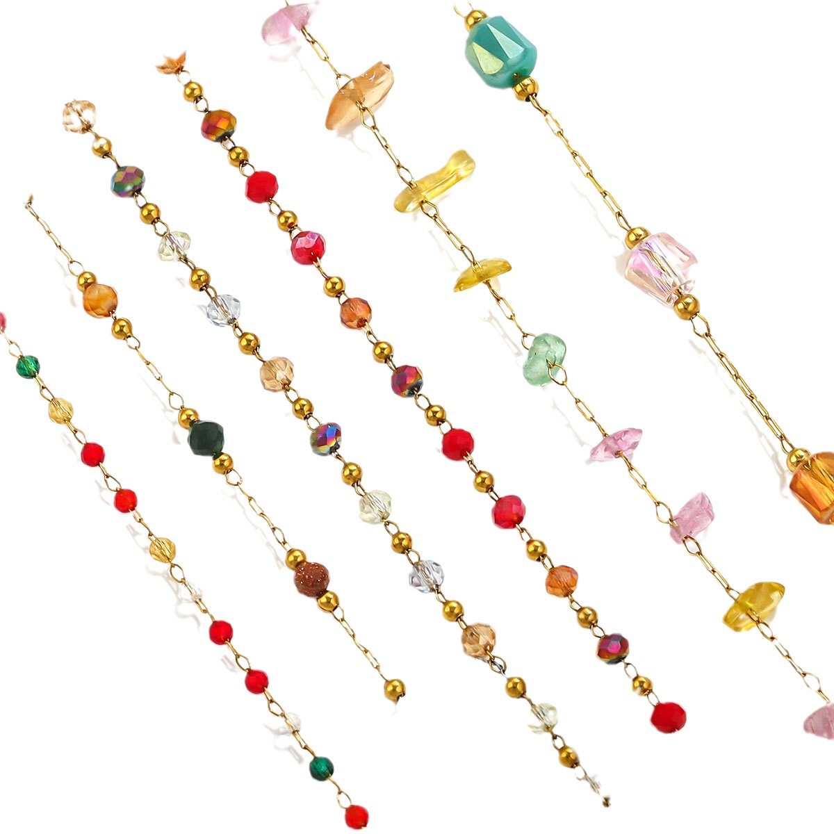 Acero inoxidable chapado de cristal de color cadena de cuentas DIY material hecho a mano collar de pulsera gafas